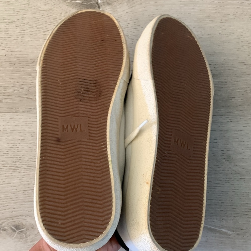 Madewell White black Leather Low Top Sneakers Shoes size 7‎ unisex - Picture 6 of 7